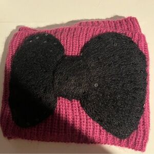 Betsey Johnson Scarf Infinity Chunky Knit Thick Purple Womens Black Sequin Bow
